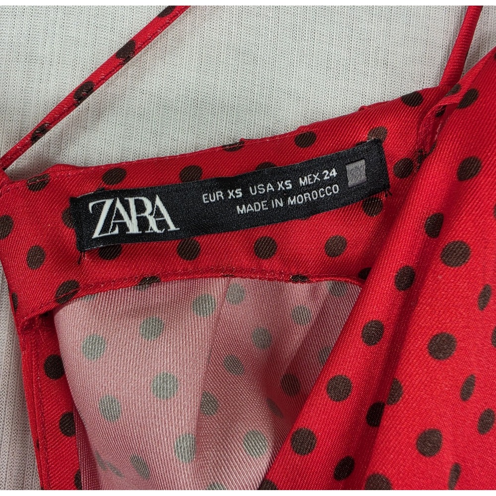 ZARA Red Polka Dot Strappy Back Mini Dress Size XS Retro Pinup Coquette Party - Picture 7 of 10